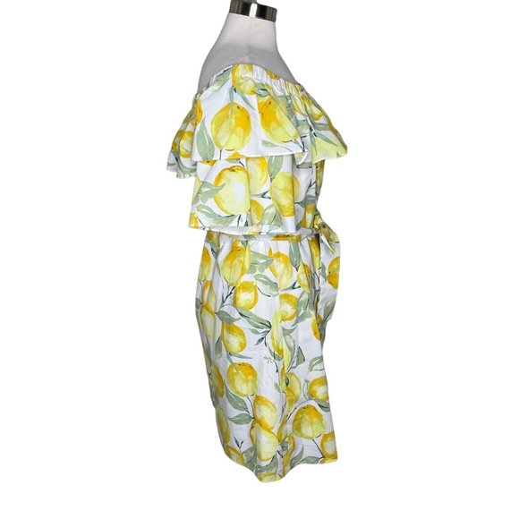 Betsey Johnson 14 off the shoulder lemon print dress - Picture 4 of 10